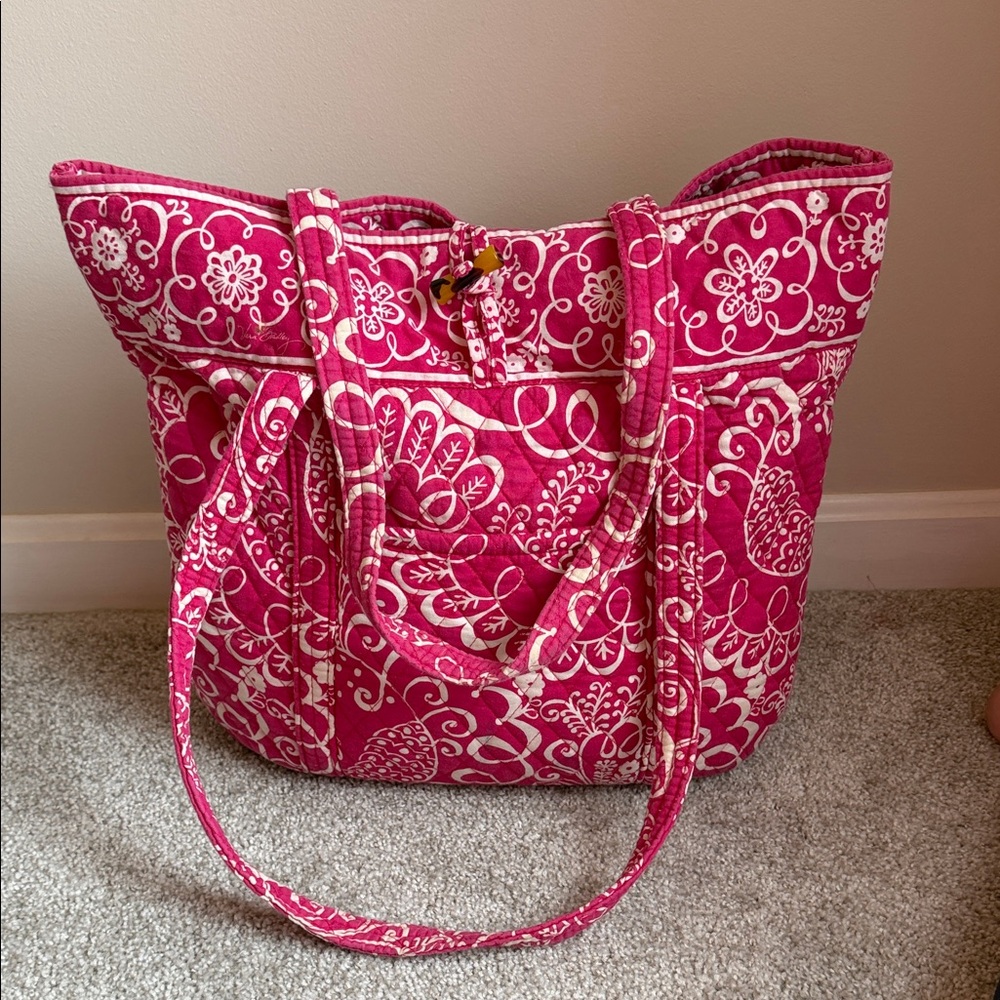 Vera Bradley Pink Twirly Bird Tote Bag